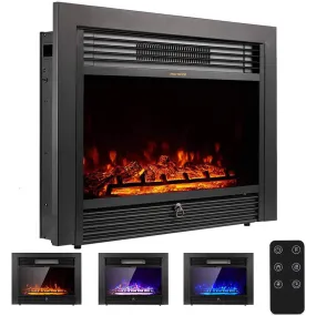 28.5" Electric Fireplace Insert with 3 Color Flames, Fireplace Heater with Remote Control and Timer, 750w-1500W,Classic Style