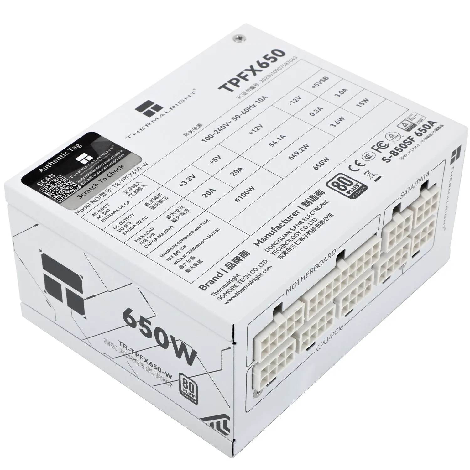 650W Thermalright TPFX-650W White Platinum Modular SFX PSU