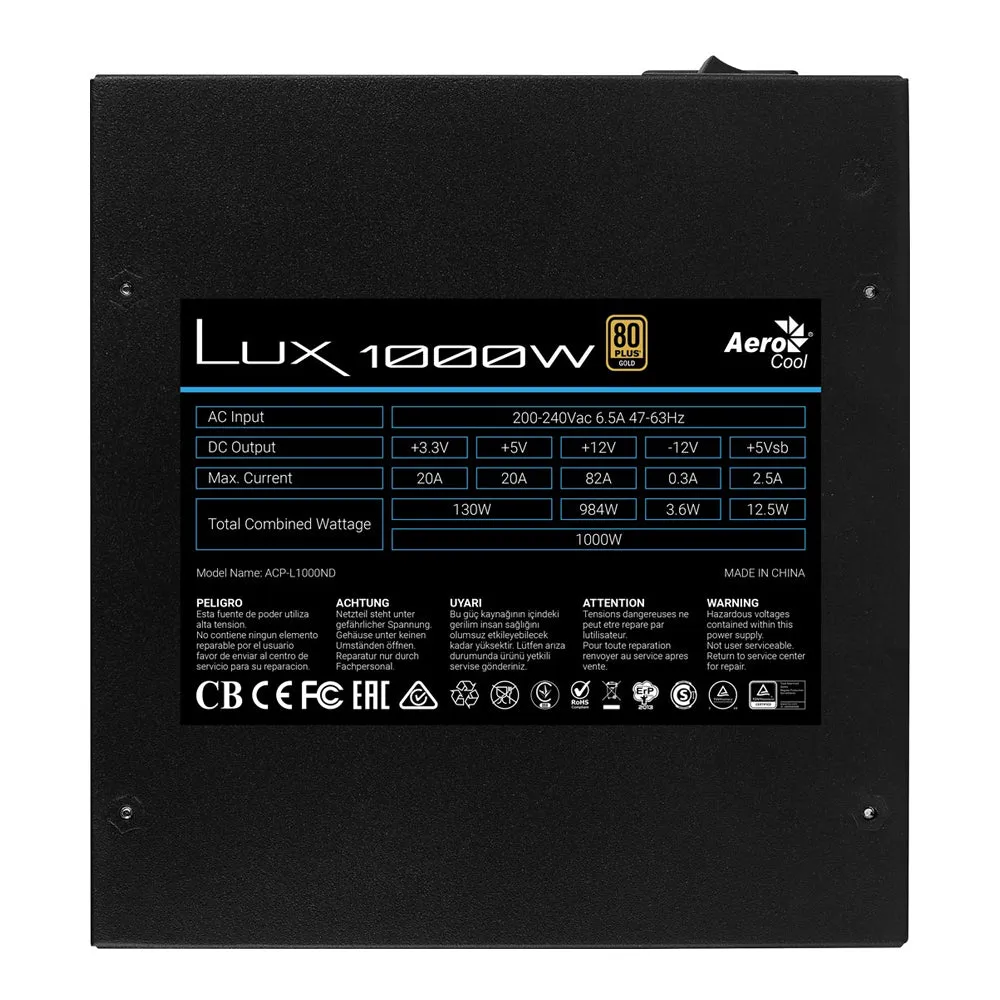 Aerocool Power Supply LUX Gold 1000W