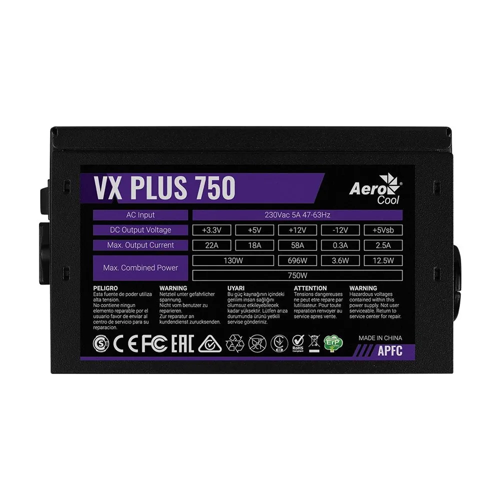 Aerocool Power Supply VX PLUS 750W