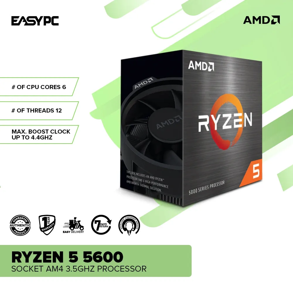 AMD Ryzen 5 5600 Socket Am4 3.5GHz 6 cores | 12 Threads Desktop Processor