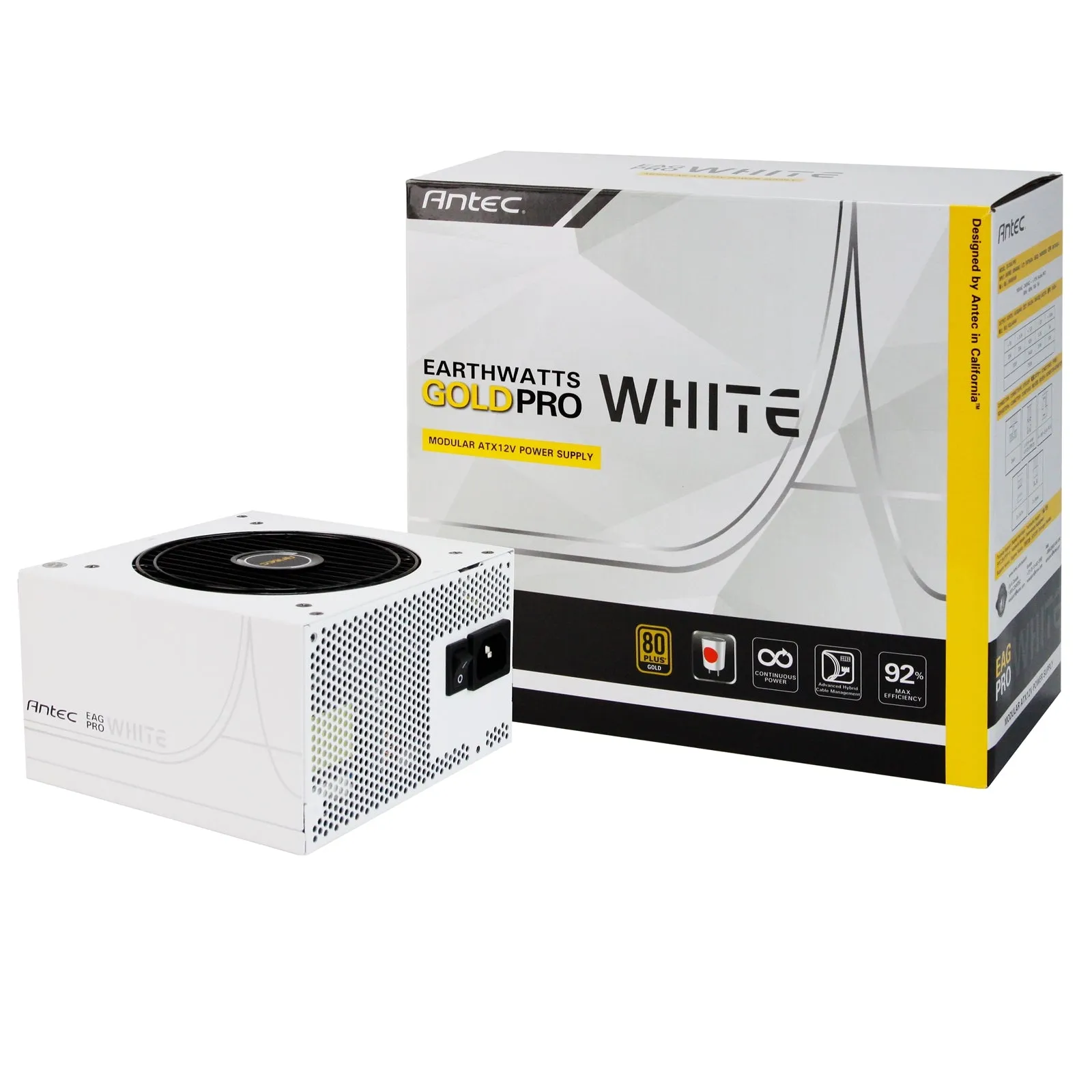 Antec EarthWatts Gold Pro White 750W 120mm Silent Fan 80 PLUS Gold Semi Modular PSU