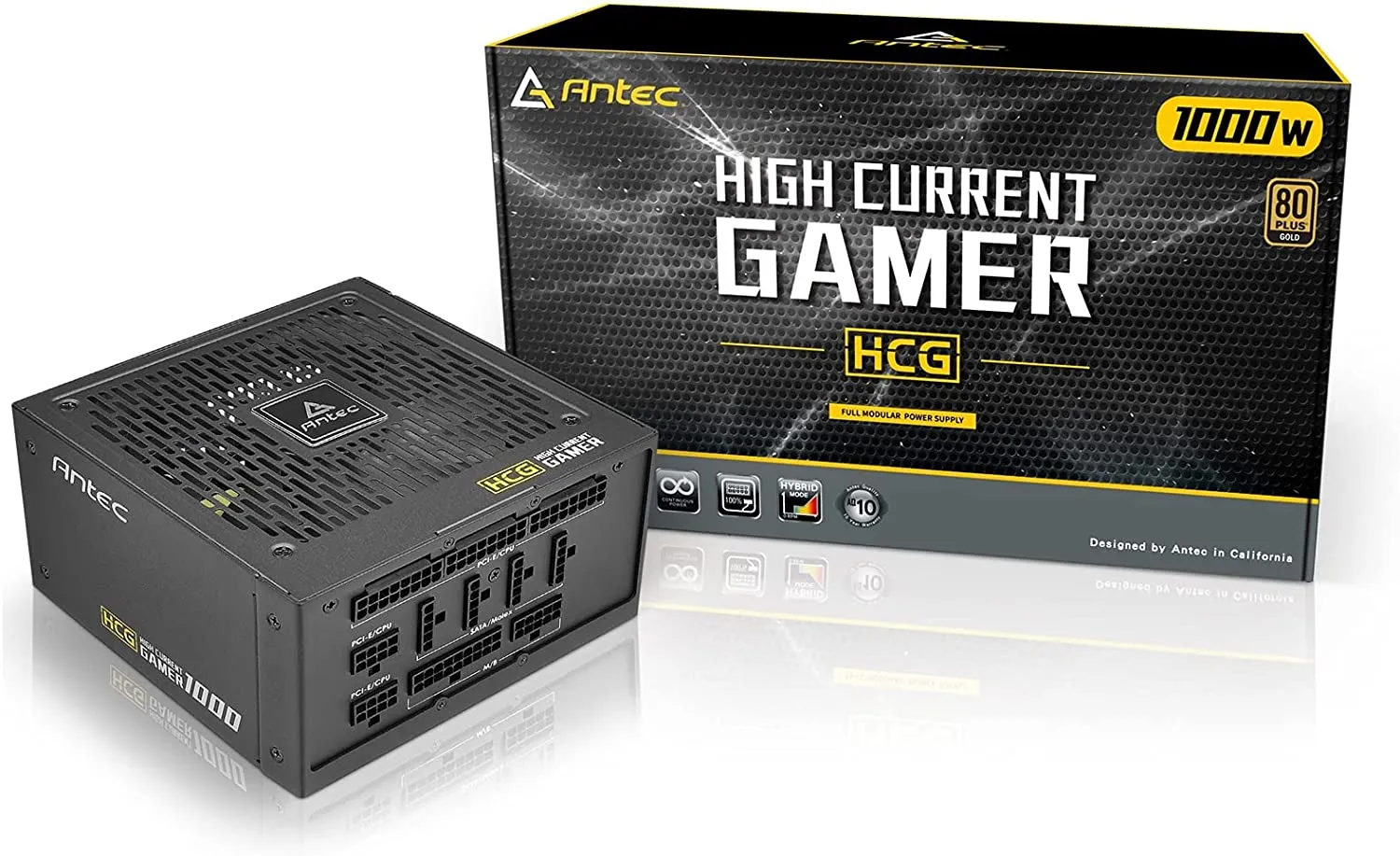 Antec HCG1000 1000W Gold Power Supply, Fully Modular PSU, Continuous, Phasewave, 80  Gold High Current Gamer PSU