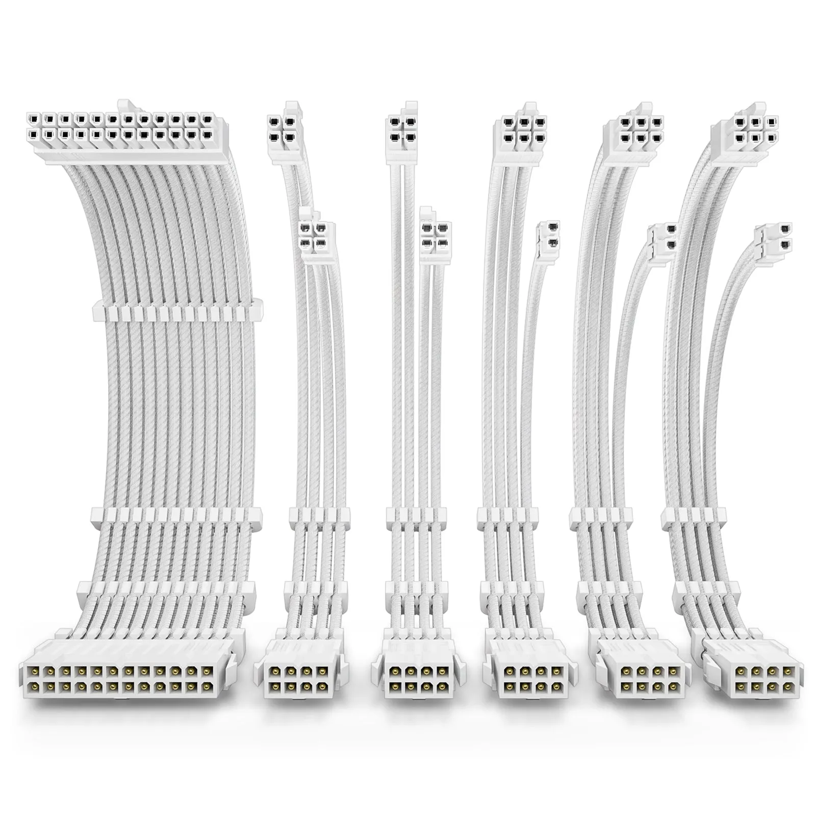 Antec White PSU Extension Cable Kit - 6 Pack (1x 24 Pin, 2x 4 4 Pin, 3x 6 2 Pin)