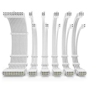 Antec White PSU Extension Cable Kit - 6 Pack (1x 24 Pin, 2x 4 4 Pin, 3x 6 2 Pin)