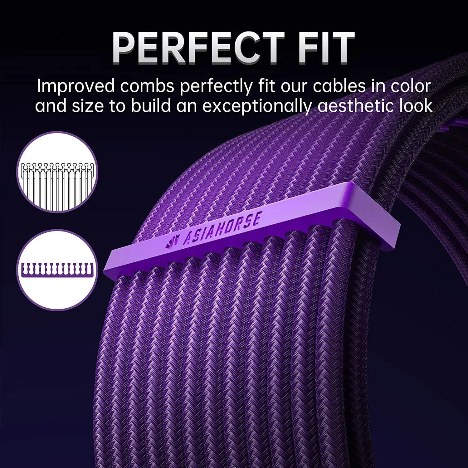 AsiaHorse Extension Sleeved Braided Cables x6 Purple