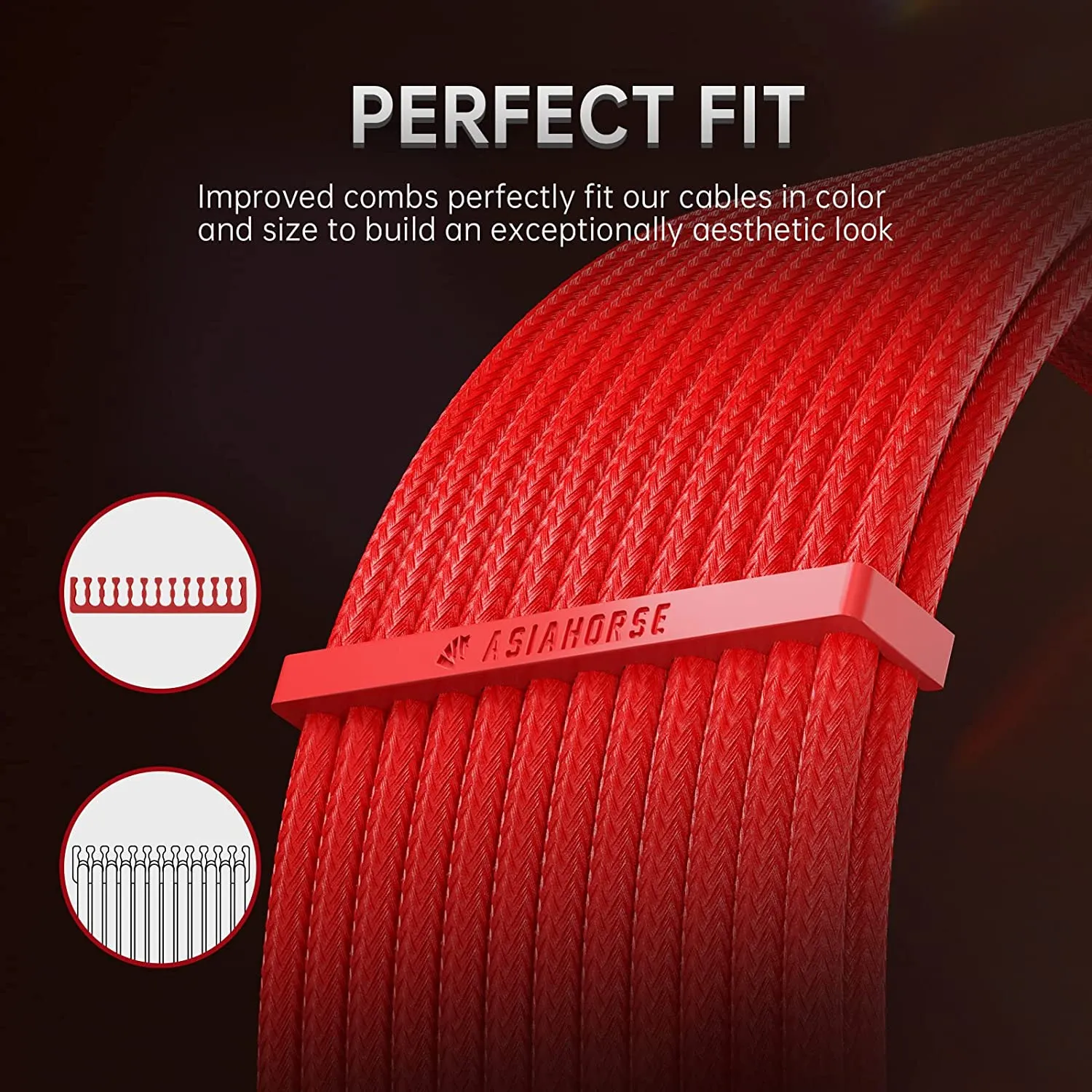 AsiaHorse Extension Sleeved Braided Cables x6 Red