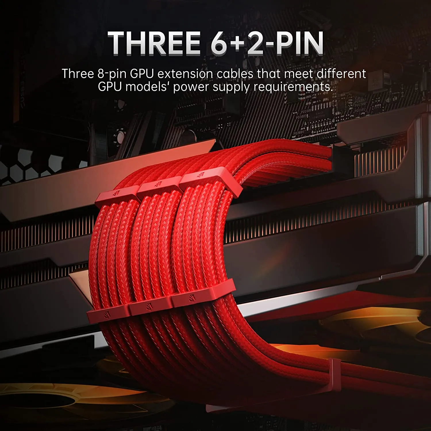 AsiaHorse Extension Sleeved Braided Cables x6 Red