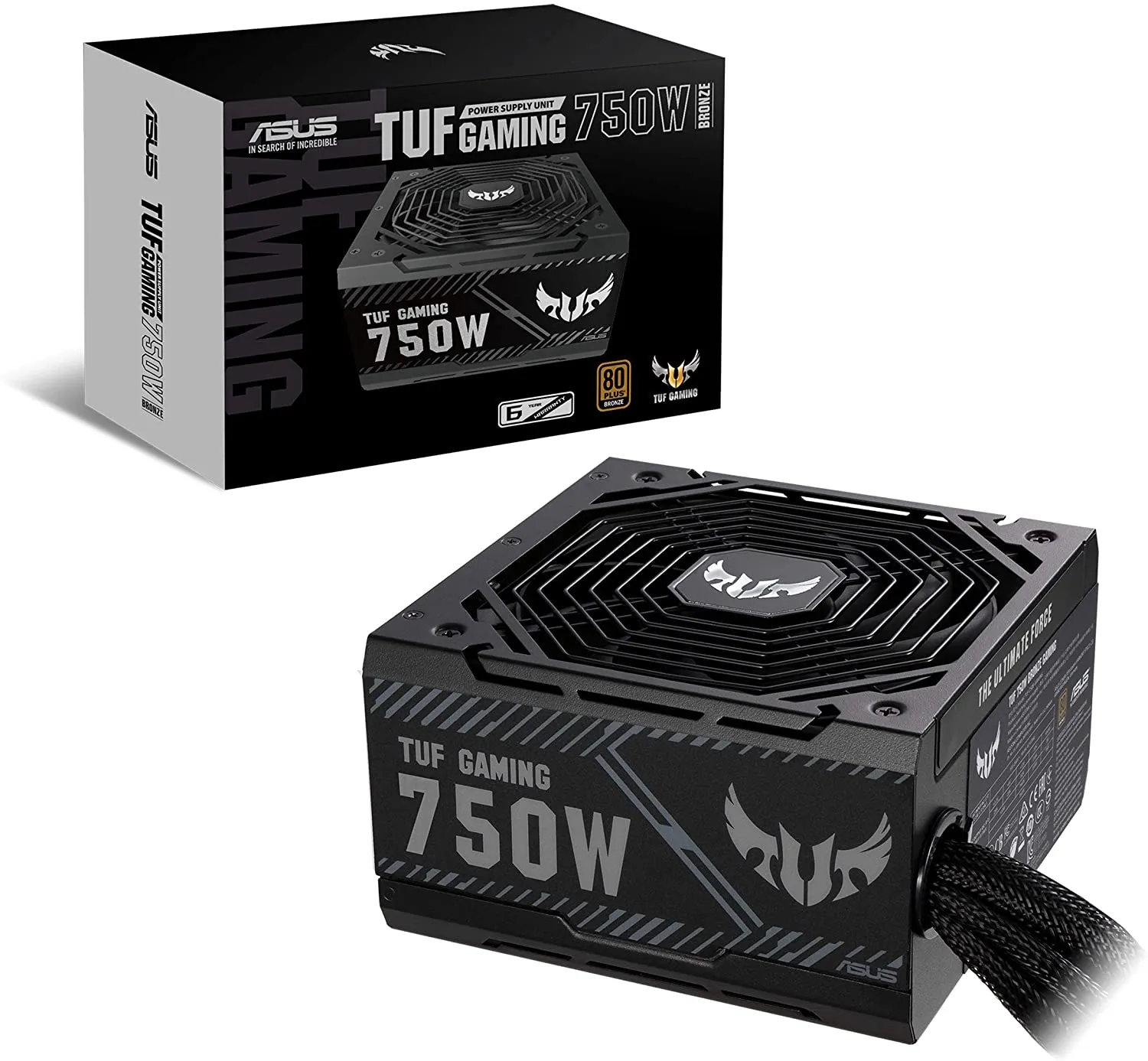 Asus 750W TUF Gaming PSU, Double Ball Bearing Fan, Fully Wired, 80  Bronze, 0dB Tech, Power Supply