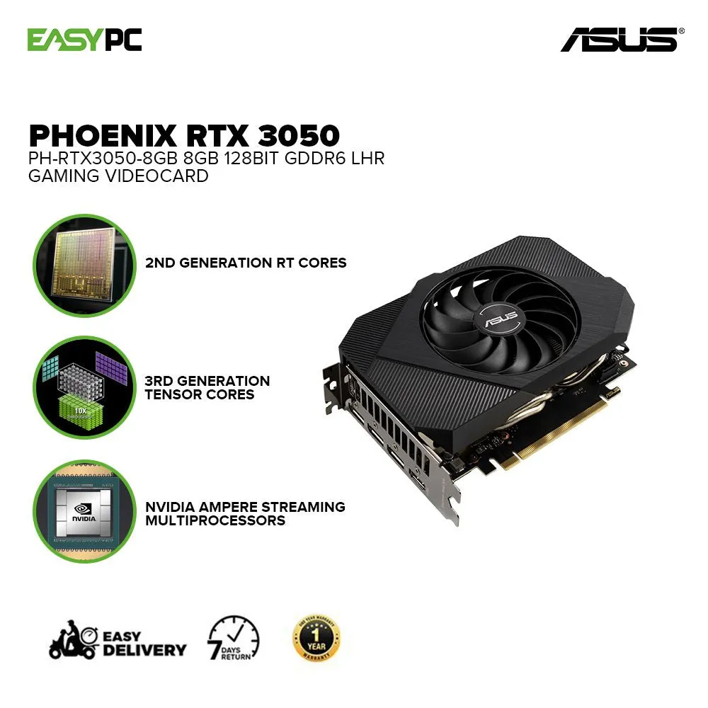 Asus Phoenix NVIDIA® GeForce RTX 3050 PH-RTX3050-8GB 8gb 128bit GDdr6 Gaming Videocard LHR