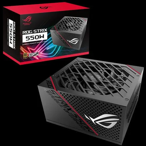 ASUS ROG-STRIX-550G 550W 80 PLUS Gold PSU, Fully Modular, ROG Heatsinks, Axial-tech Fan Design, Dual Ball Fan Bearings, 0dB Technology [PC]