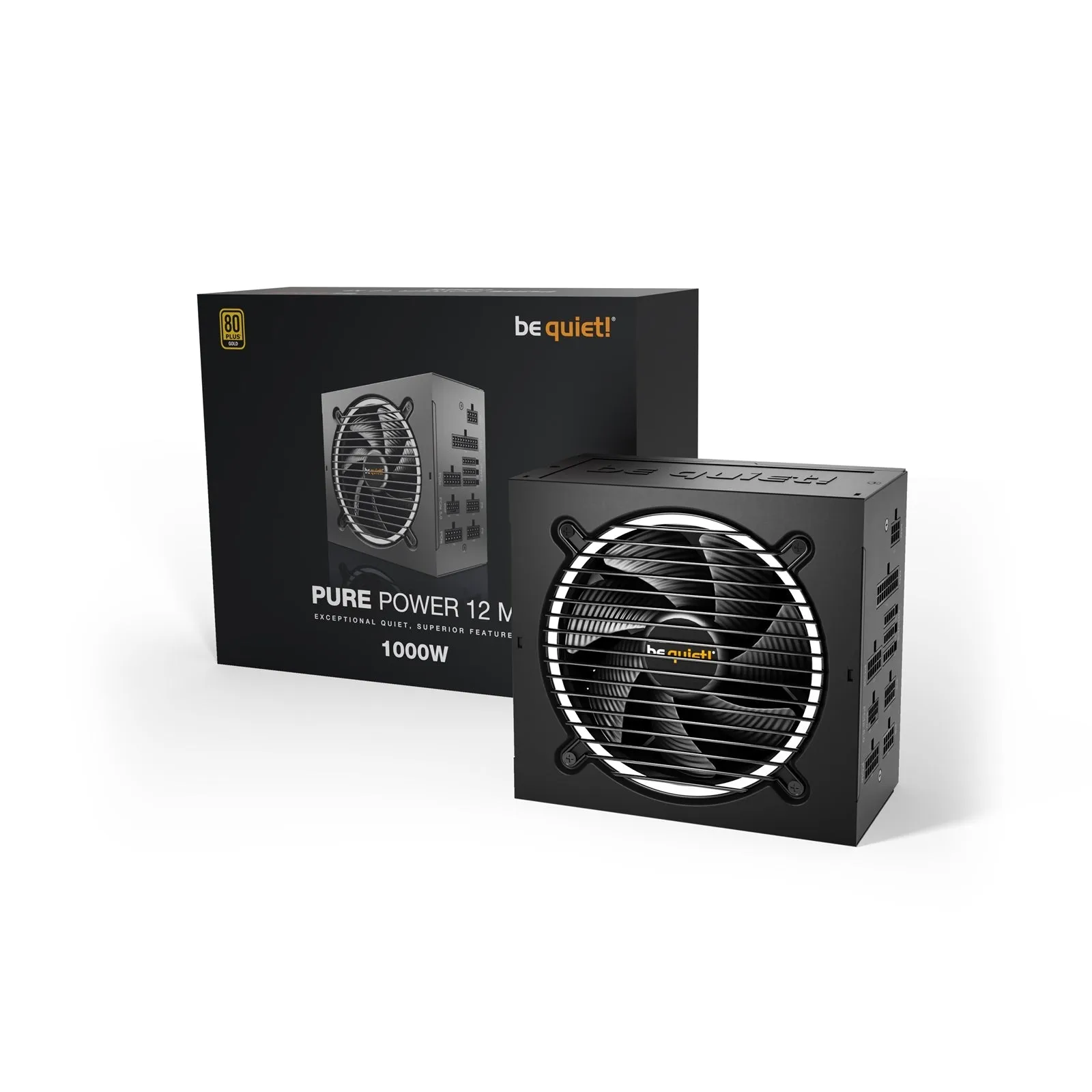 Be Quiet! 1000W Pure Power 12 M PSU, Fully Modular, Rifle Bearing Fan, 80  Gold, ATX 3.0, PCIe 5.0, Dual Rail