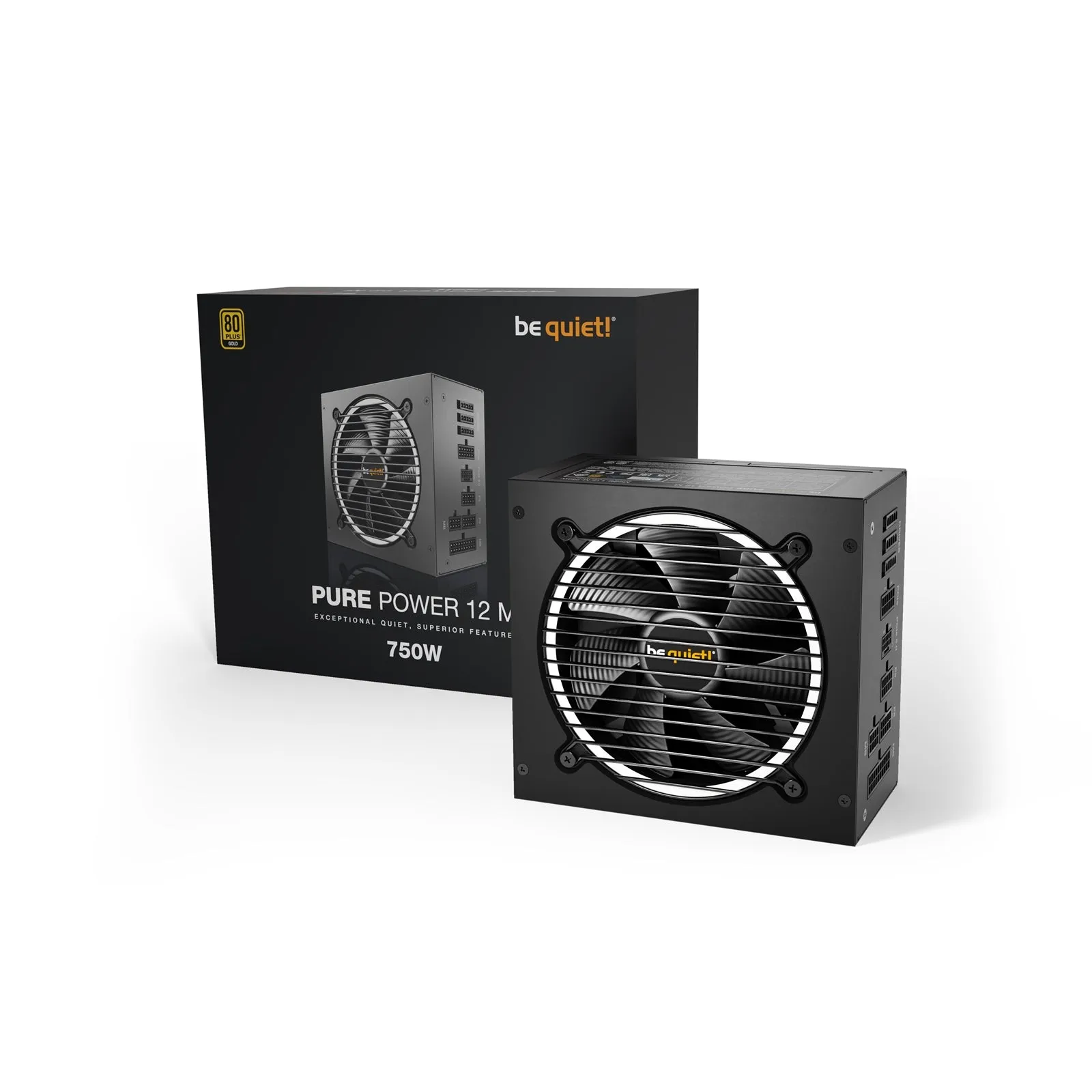 Be Quiet! 750W Pure Power 12 M PSU, Fully Modular, Rifle Bearing Fan, 80  Gold, ATX 3.0, PCIe 5.0, Dual Rail