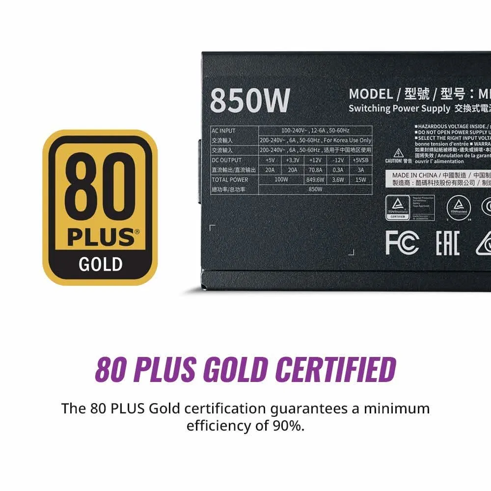 COOLER MASTER 850W MWE850 V2 80 PLUS GOLD FULLY MODULAR SMPS