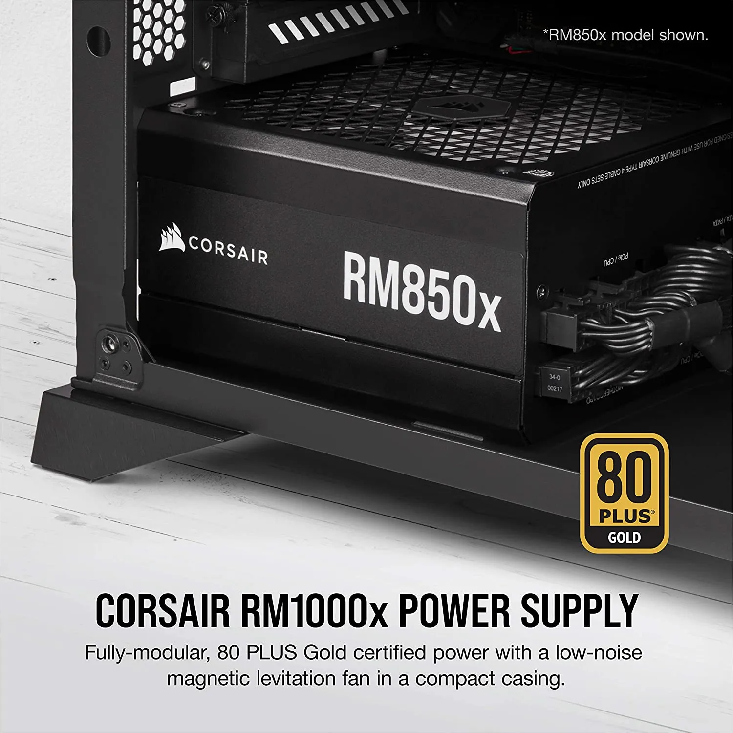 Corsair 1000W Enthusiast RMx Series RM1000X V2 PSU, Magnetic Levitation Fan, Fully Modular, 80  Gold