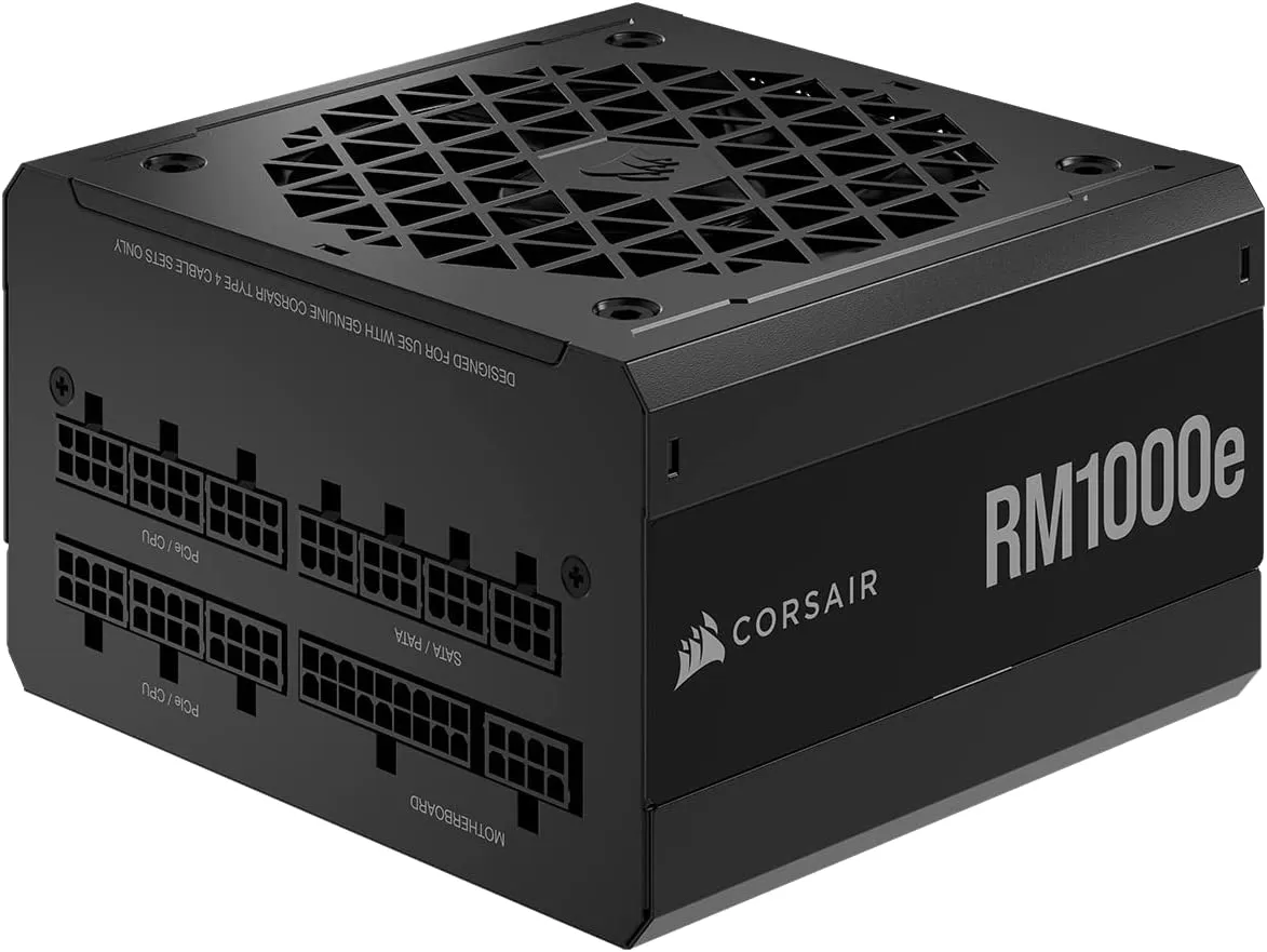 Corsair 1000W RMe Series RM1000e PSU, Fully Modular, Rifle Bearing Fan, Dual EPS12V, Zero RPM Mode, 80  Gold