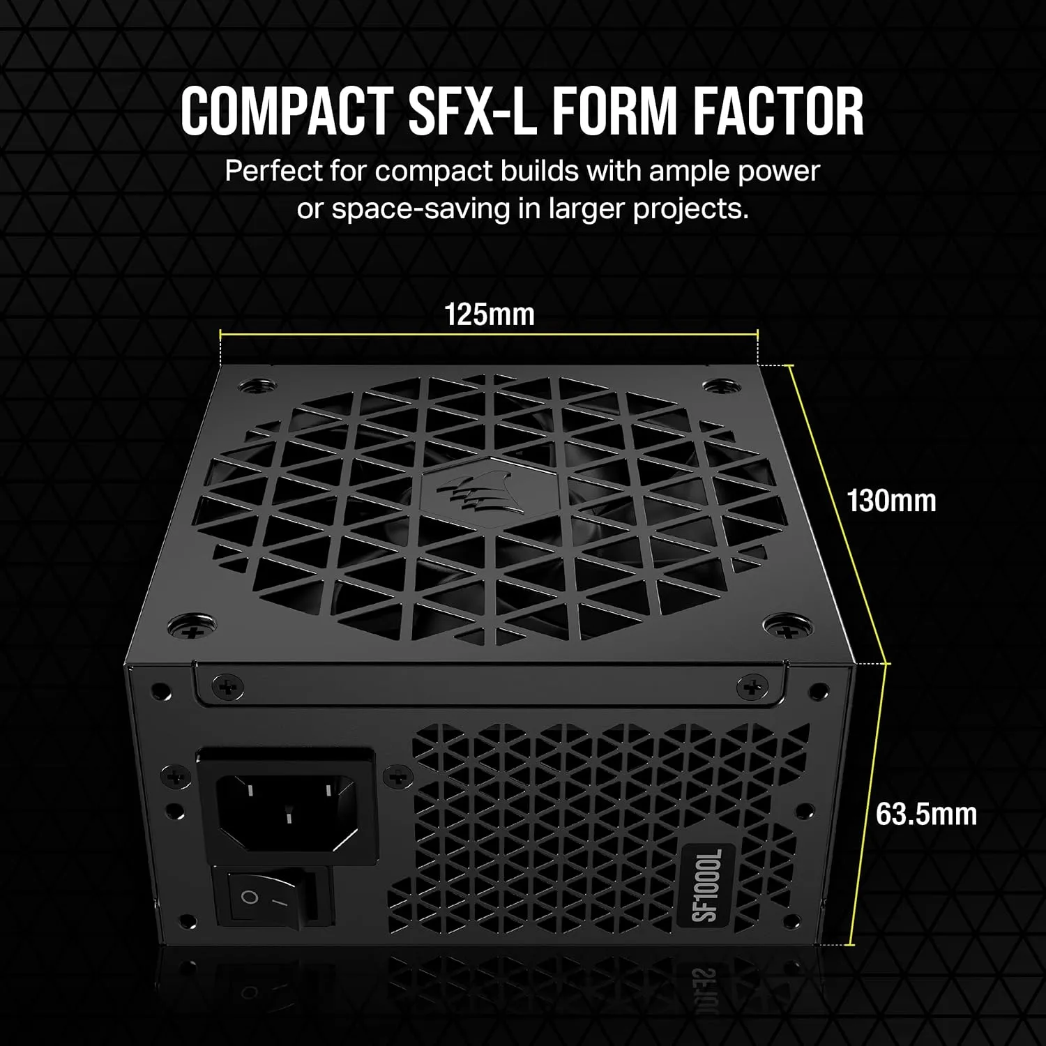 Corsair 1000W SF-L Series SF1000L SFX-L PSU, Rifle Bearing Fan, Fully Modular, 80  Gold, ATX 3.0, PCIe 5.0