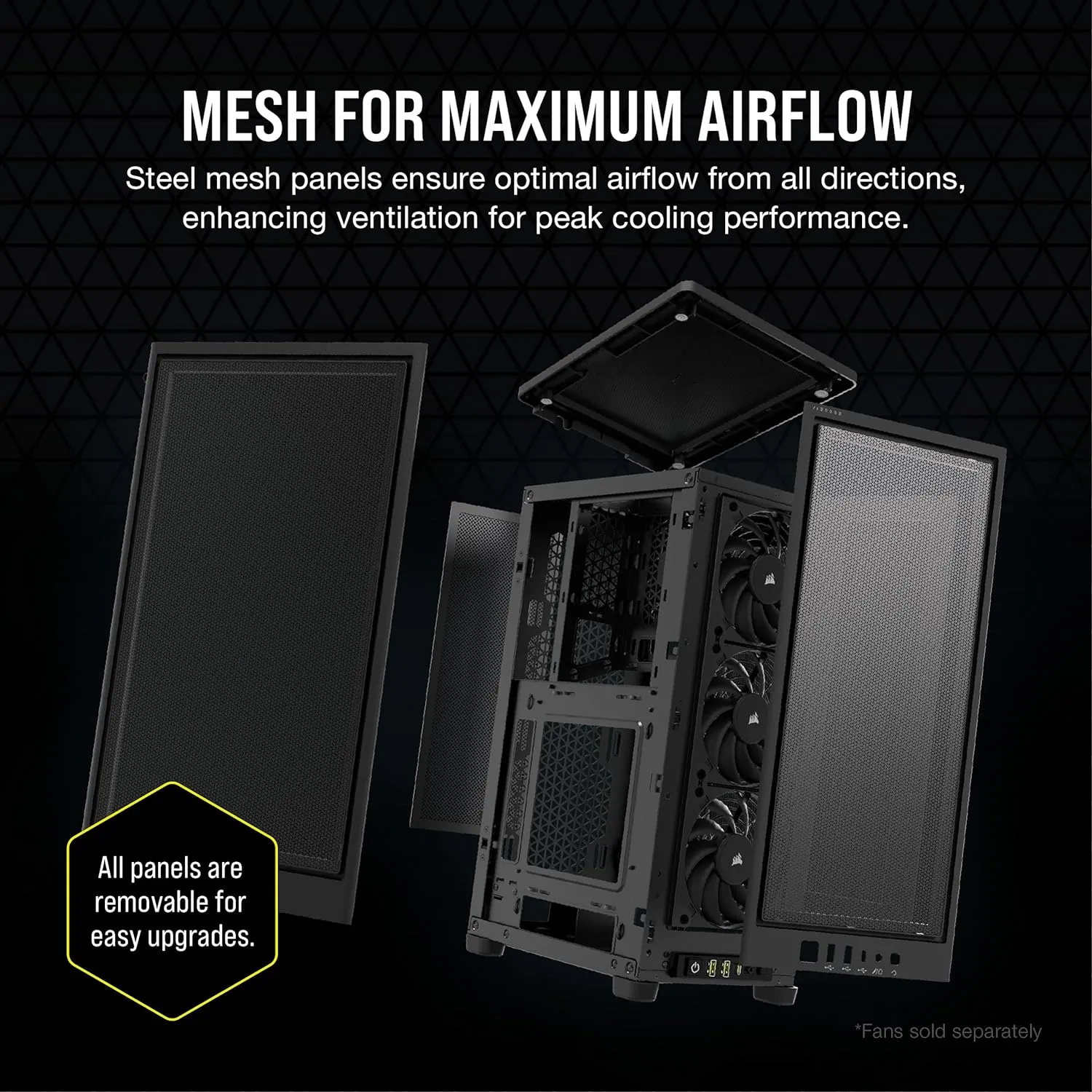 Corsair 2000D Airflow Mini ITX Gaming PC Case, Steel Mesh Panels, Up to 8x Fans, Triple-Slot GPU Support, USB-C, Requires SFX/SFX-L PSU, Black