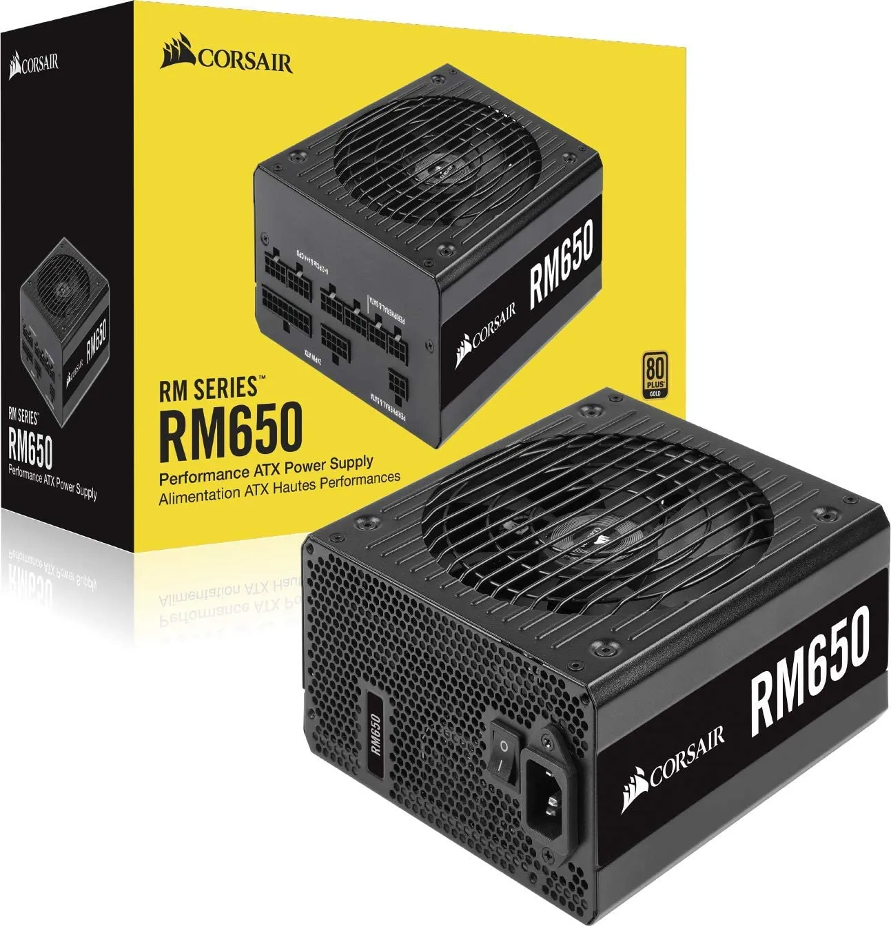 Corsair 650W RM Series RM650 PSU, Rifle Bearing Fan, Fully Modular, 80  Gold Power Supply