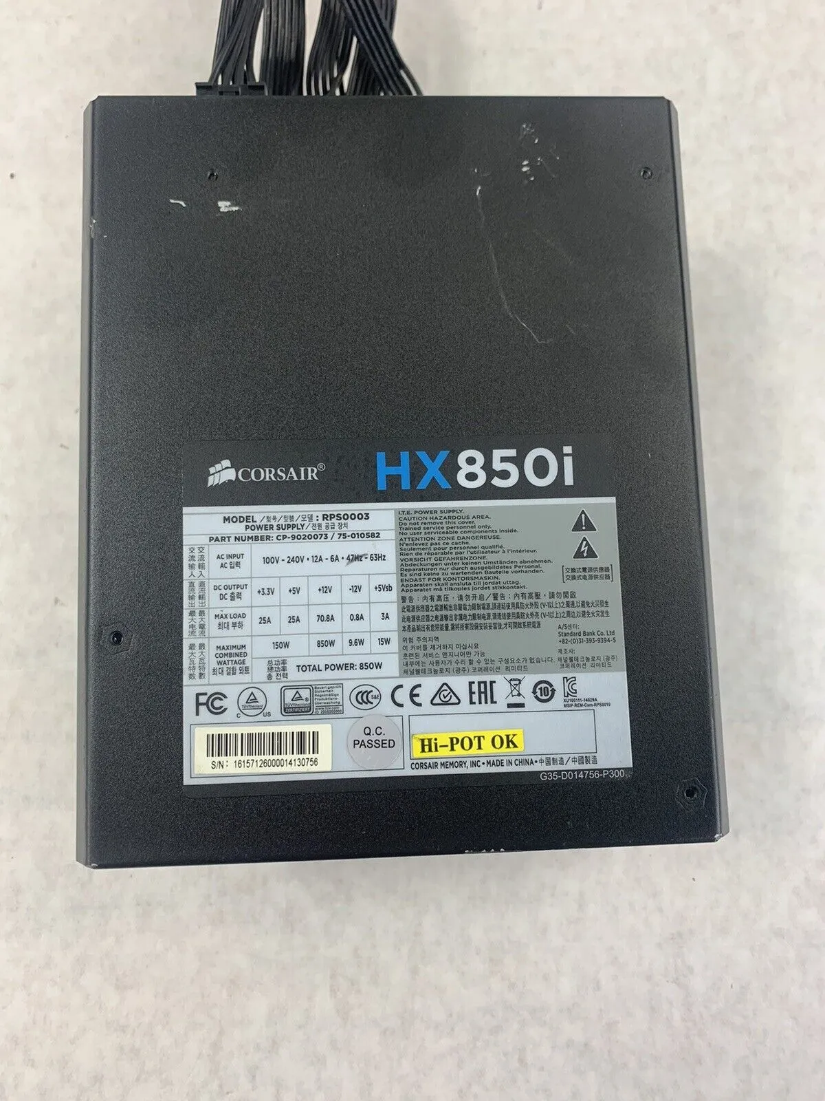 Corsair HXi Series HX850i 850W PSU Black 80  Platinum (Used, Runs Well)