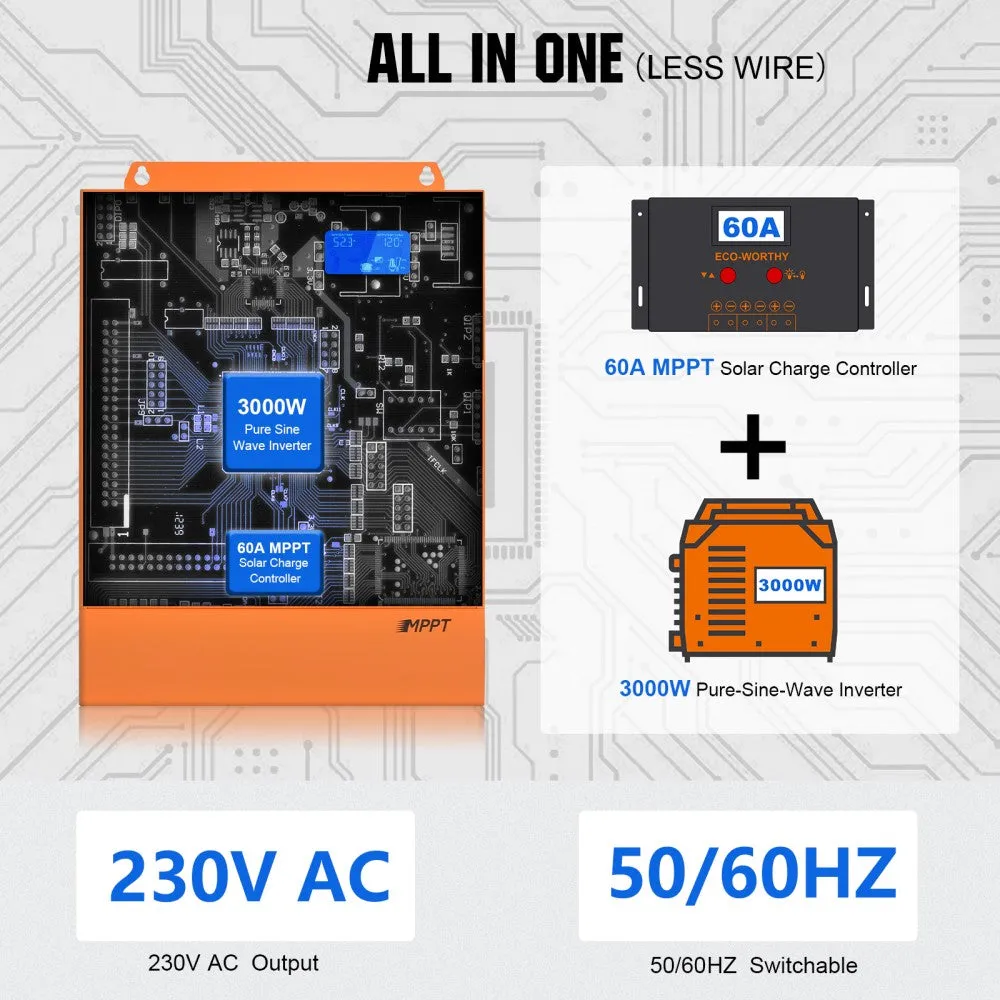 Eco-Worthy 1170W 24V (6x Bifacial 195W) Complete MPPT Off Grid Solar Kit