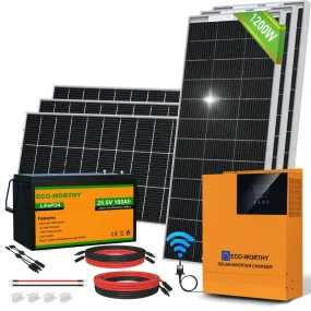 Eco-Worthy 1170W 24V (6x Bifacial 195W) Complete MPPT Off Grid Solar Kit