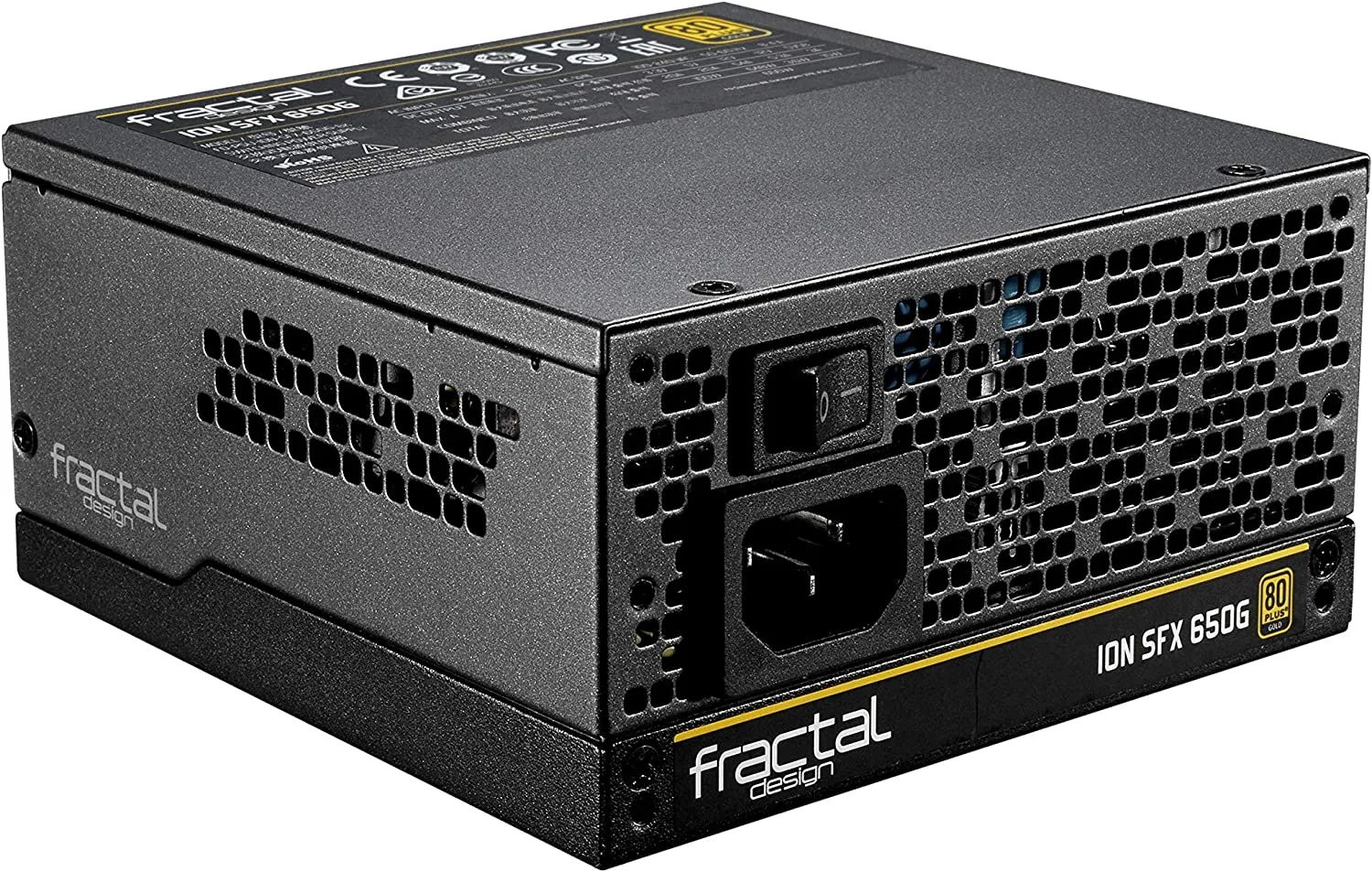 Fractal Design 650W ION SFX-L Gold PSU, Small Form Factor, Fully Modular, 80  Gold, Semi-passive Zero RPM, SFX-to-ATX Bracket