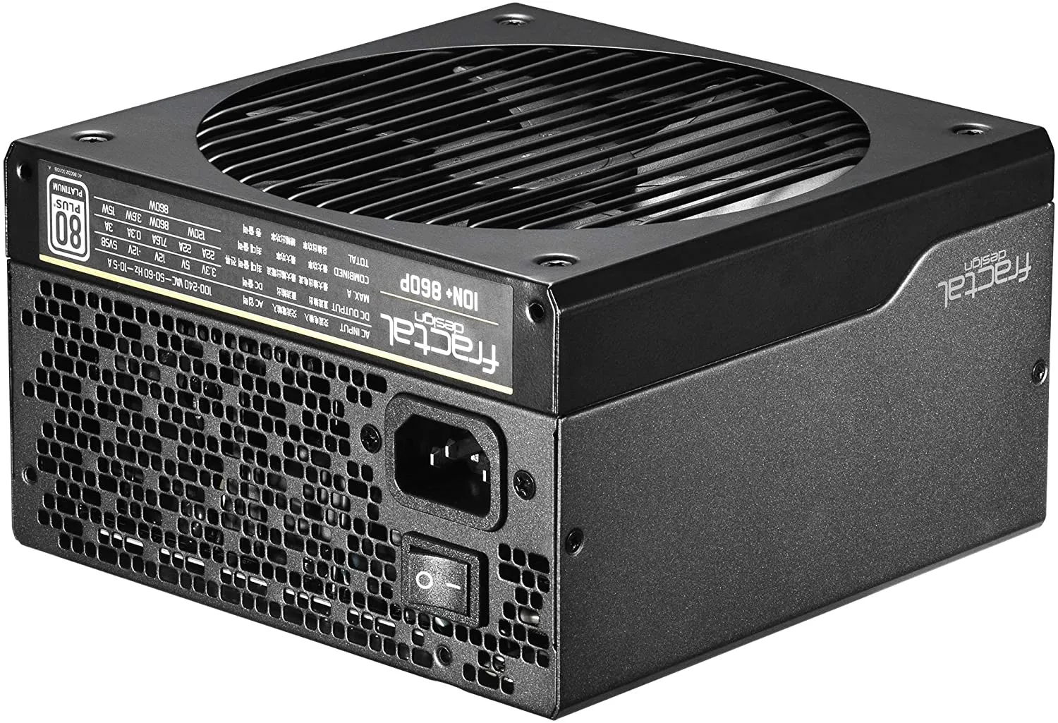 Fractal Design 860W ION  860P PSU, Fully Modular, Fluid Dynamic Fan, 80  Platinum, UltraFlex DC Wires, Whisper-quiet Mode, Power Supply