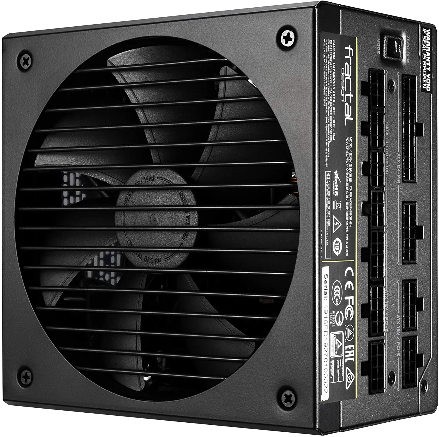 Fractal Design 860W ION  860P PSU, Fully Modular, Fluid Dynamic Fan, 80  Platinum, UltraFlex DC Wires, Whisper-quiet Mode, Power Supply