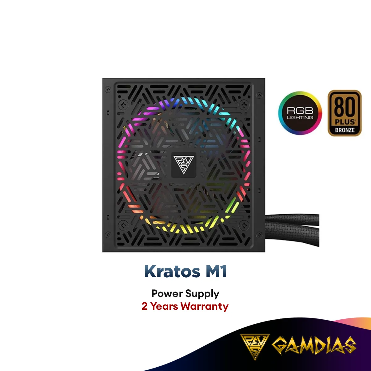 Gamdias Kratos M1 Meets 80  Bronze Efficiency Power Supply Non-Modular RGB (600W / 750W) Power Supply