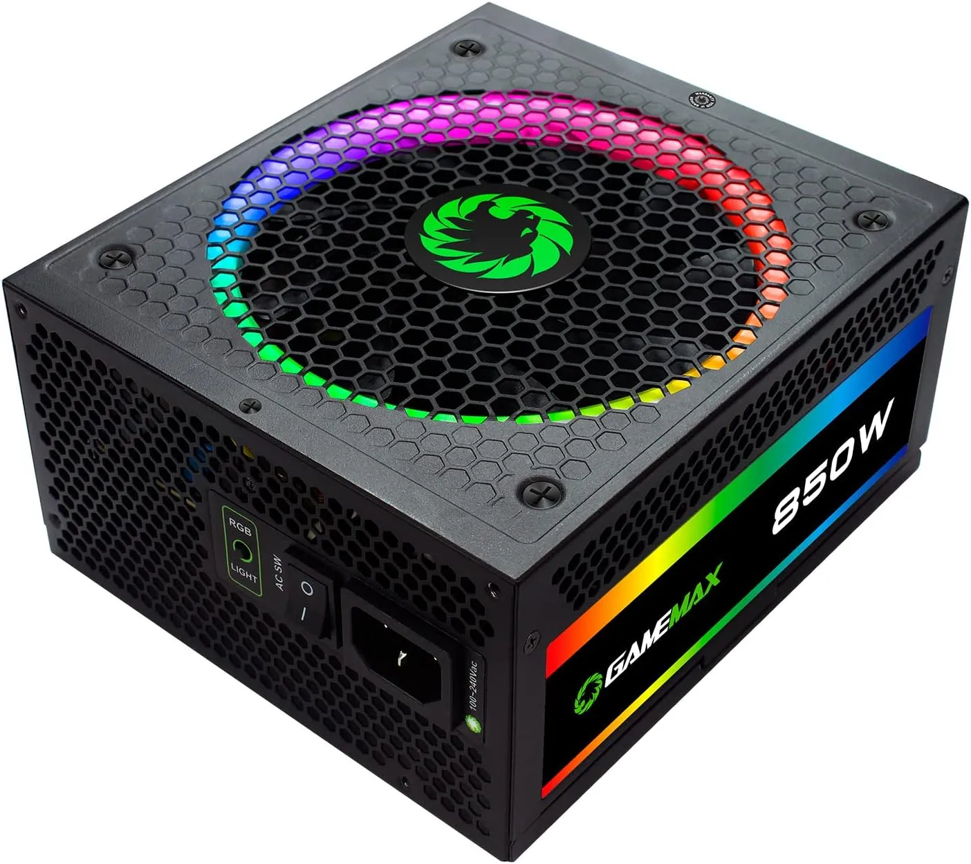 GameMax 850W RGB ATX PSU, Fully Modular, 14cm ARGB Fan, 80  Gold, RGB Controller (Various Modes)