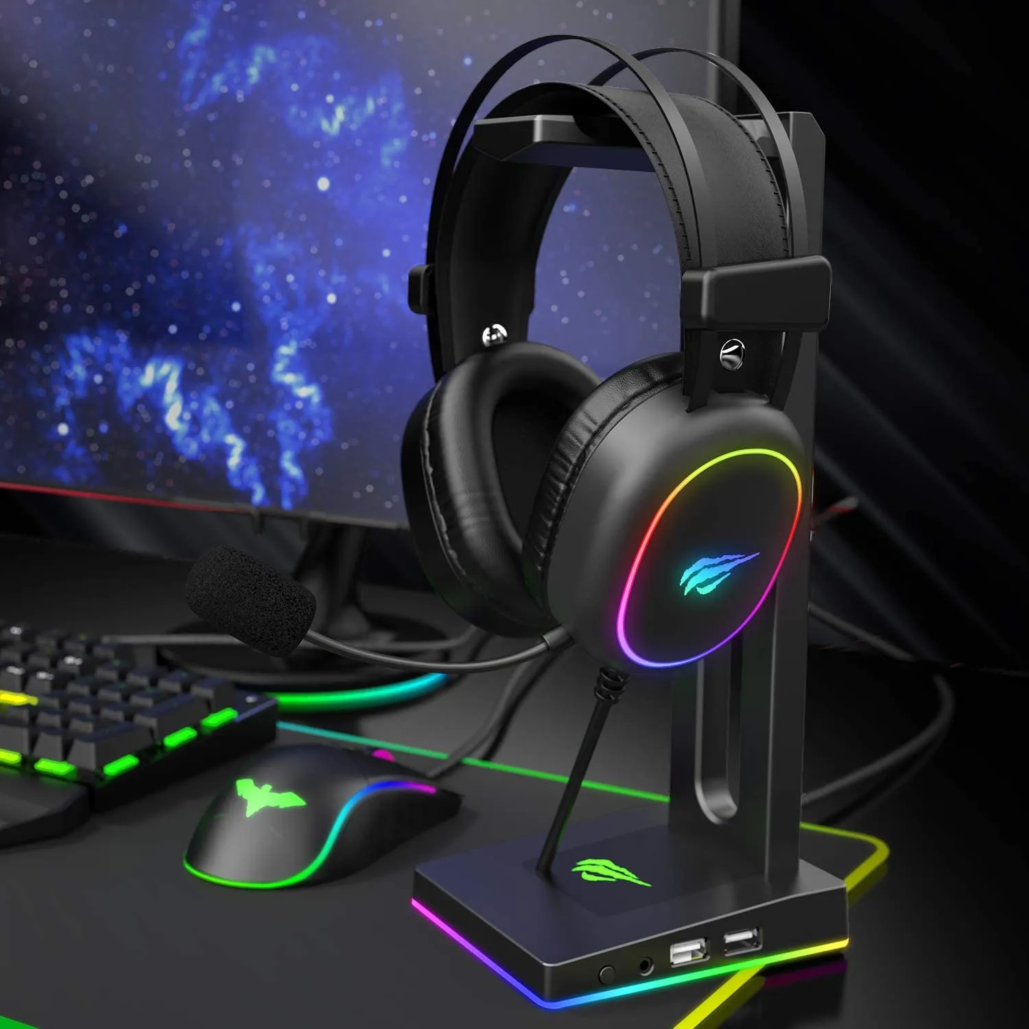 HAVIT H2016D RGB Wired Gaming Headset with Microphone Stereo Surround Sound