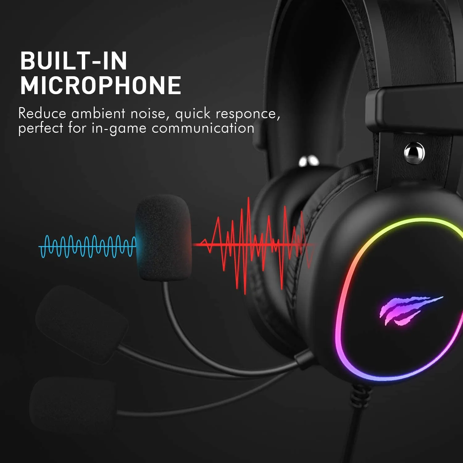 HAVIT H2016D RGB Wired Gaming Headset with Microphone Stereo Surround Sound