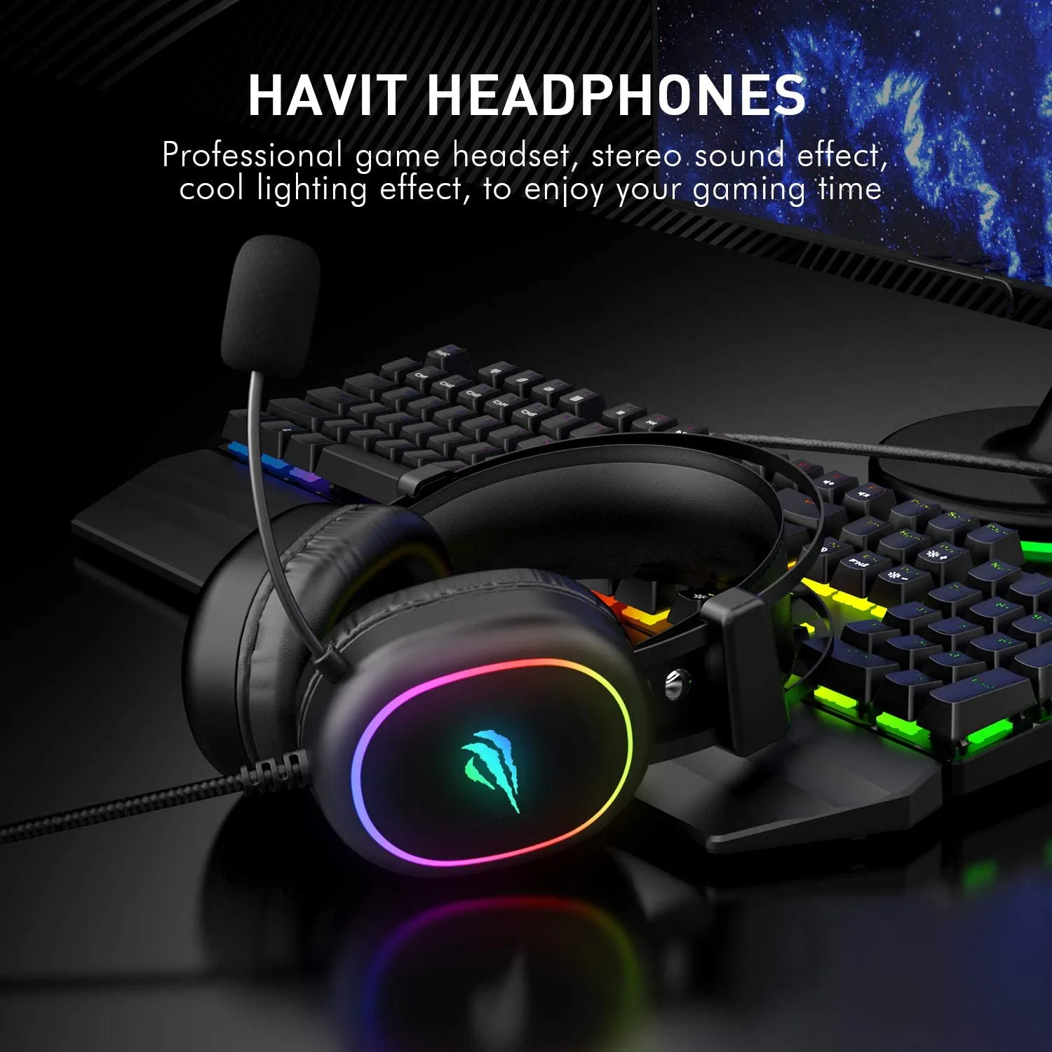 HAVIT H2016D RGB Wired Gaming Headset with Microphone Stereo Surround Sound