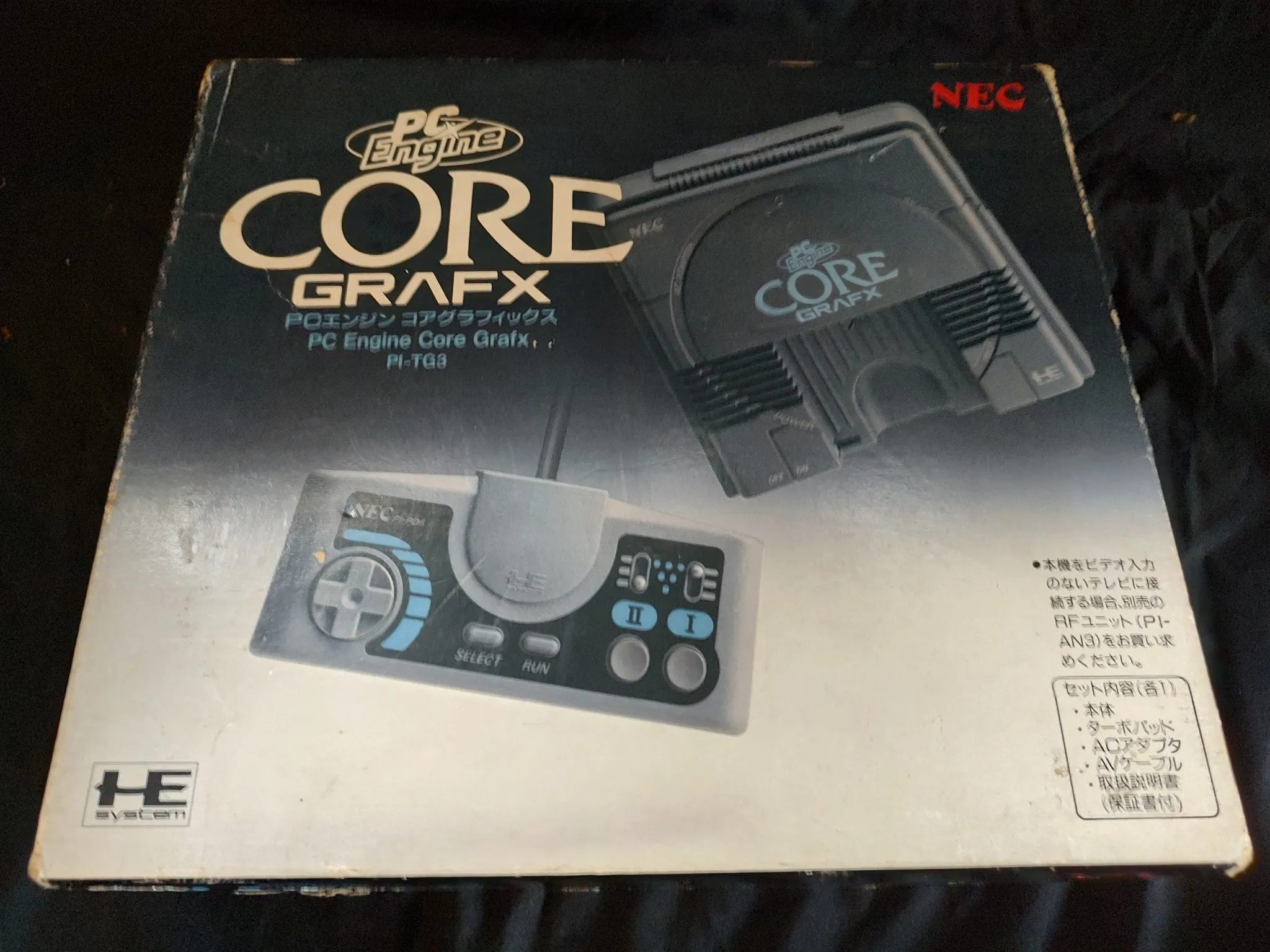 NEC PC Engine Coregrafx Console PI-TG3 TurboGrafx16, w/Pad,PSU, Box, Game-g0725-