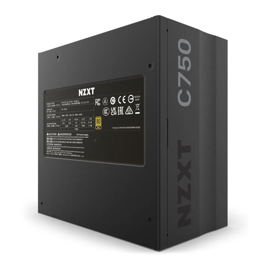 NZXT C750 ATX PSU, 750W Power Supply, 80  Gold, Ghost Fully Modular, ATX Gaming PSU Quiet Supply