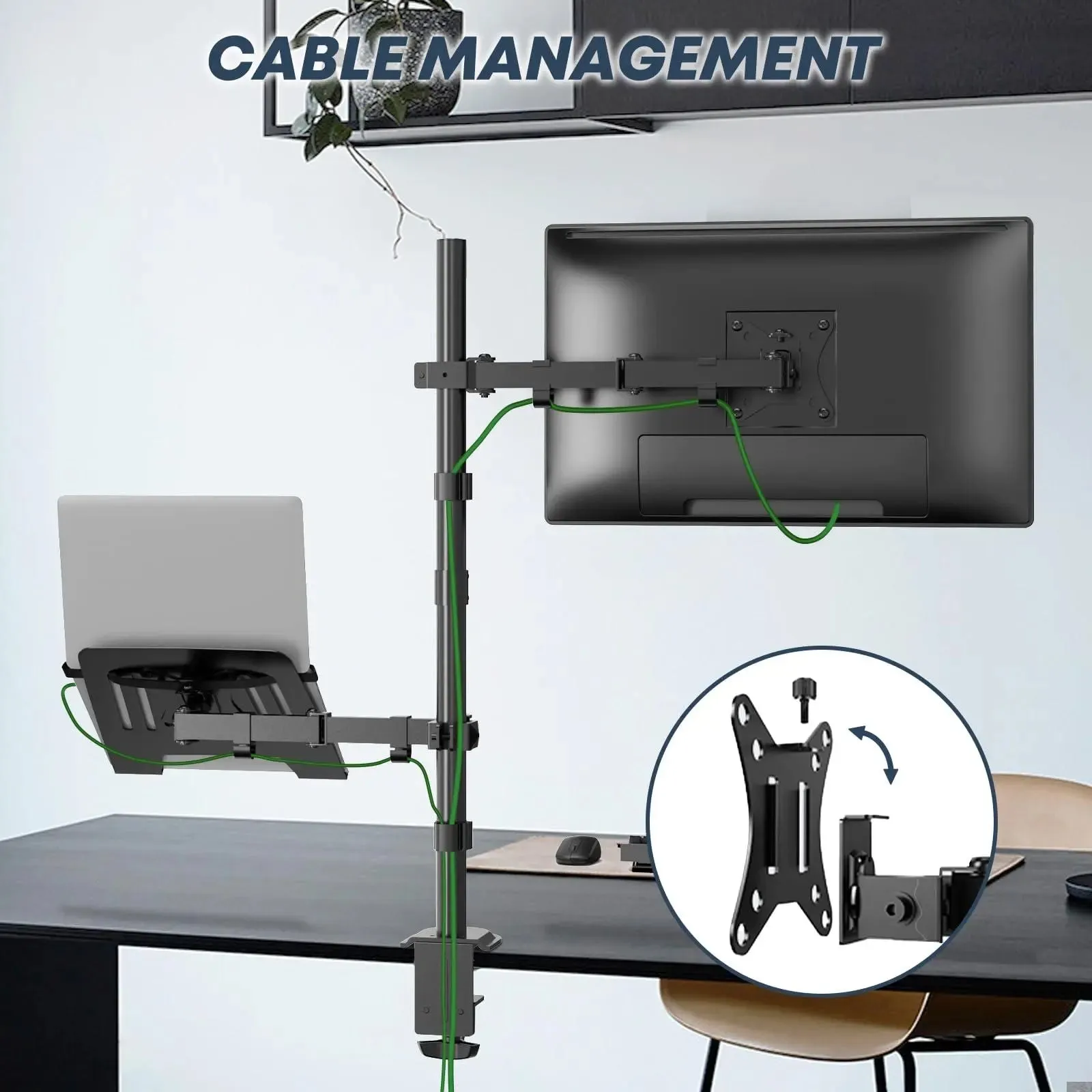 PUTORSEN Laptop and Monitor Mount Stand Fits 1 Monitor up to 32” and 1 Laptop up to 15”