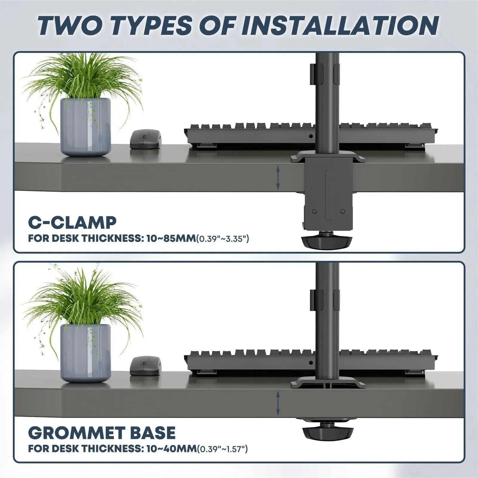 PUTORSEN Laptop and Monitor Mount Stand Fits 1 Monitor up to 32” and 1 Laptop up to 15”