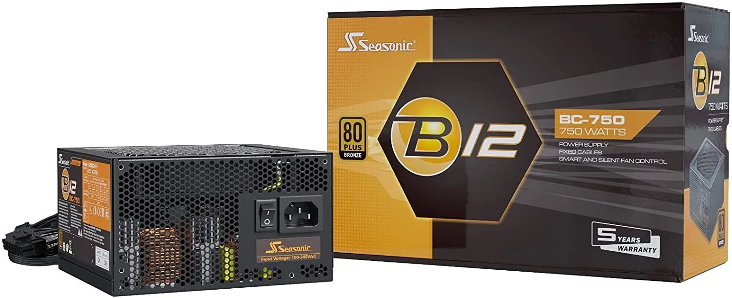 Seasonic B12 BC 750 W Non-Modular PSU, ATX 12 V, 80 PLUS Bronze Certified PC Power Supply with Fixed Cables