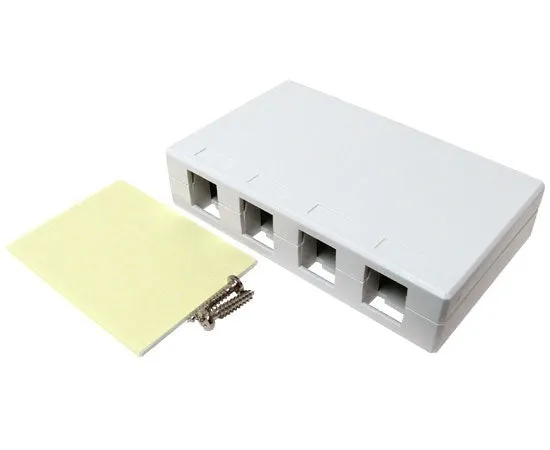 Surface Mount Box, 4-Port, Unloaded - White or Ivory