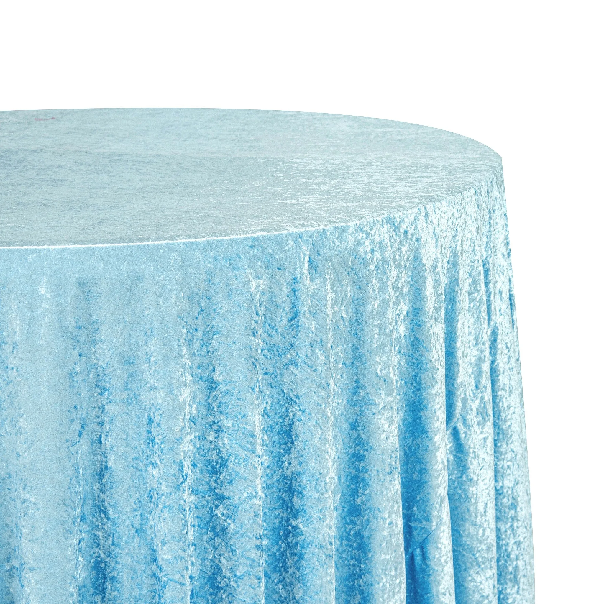 Velvet 132" Round Tablecloth - Baby Blue